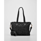 COBB & CO Stafford Leather Plaited Woven Tote Black