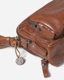 STITCH & HIDE WASHED LEATHER FITZROY CROSSBODY/SHOULDER BAG SADDLE BROWN - FREE WALLET POUCH