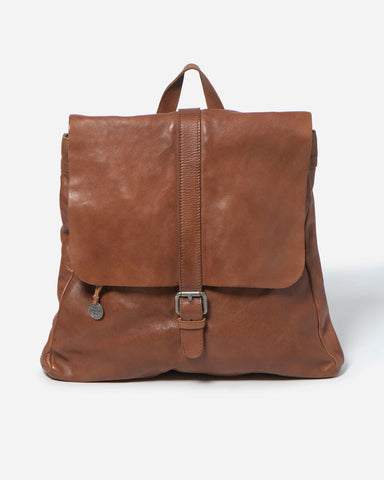 STITCH & HIDE WASHED LEATHER HAMBURG BACKPACK SADDLE BROWN - FREE WALLET POUCH