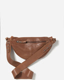 STITCH & HIDE WASHED LEATHER ST KILDA SLING/SHOULDER BAG SADDLE BROWN - FREE WALLET POUCH