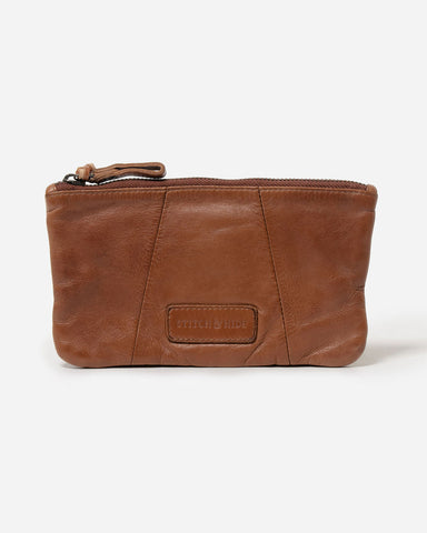 STITCH & HIDE LEATHER LENNOX POUCH SADDLE BROWN