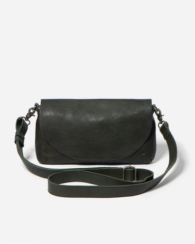 STITCH & HIDE LEATHER SYDNEY CLUTCH - FREE WALLET POUCH PETROL