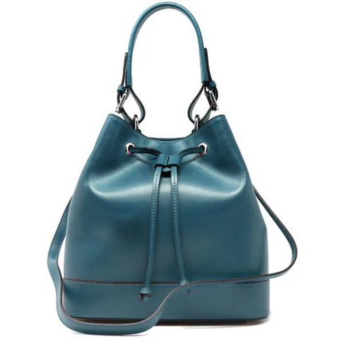 Floto Leather Milano Bucket Shoulder Bag Blue