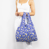 KIND Reusable Shopping Tote Bag Medium Abstract Flowers Blue