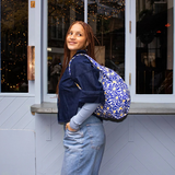 KIND Reusable Shopping Tote Bag Medium Abstract Flowers Blue