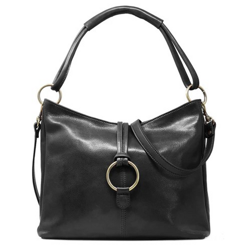 Floto Leather Tavoli Tote Shoulder Bag Olive Black