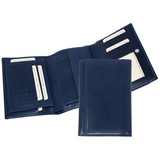 Floto Leather Venezia Long Tri-Fold Wallet Navy Blue