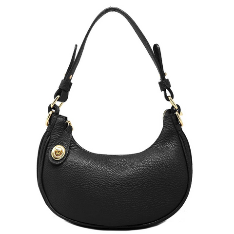 Floto Leather Ragazza Shoulder Bag Black