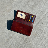 Floto Leather Roma Italian Continental Wallet Dark Brown