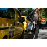 Floto Leather Milano Bucket Shoulder Bag Black