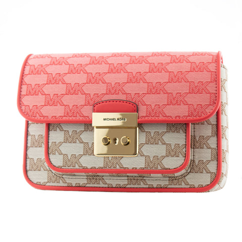 Michael Kors 35T2GS9M2J-GRAPFRUT-MLT Pink Cloth Sloan Signature Crossbody Handbag