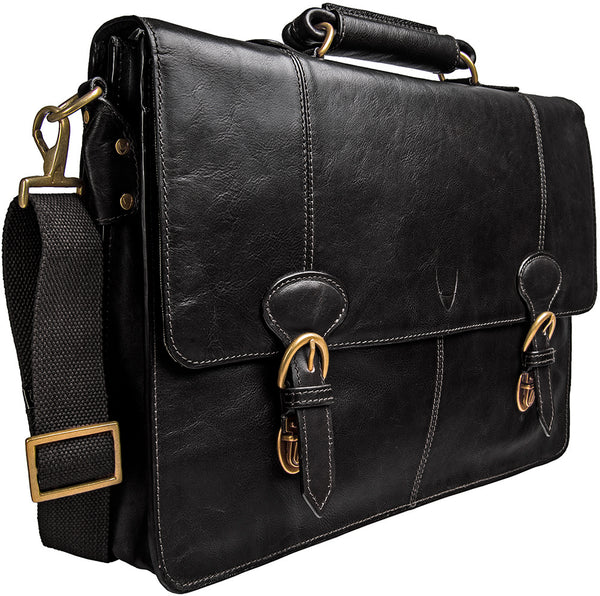 Hidesign Parker Leather Large Briefcase Black