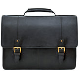 Hidesign Charles Large Double Gusset Leather 17" Laptop Compatible Briefcase Work Bag Black