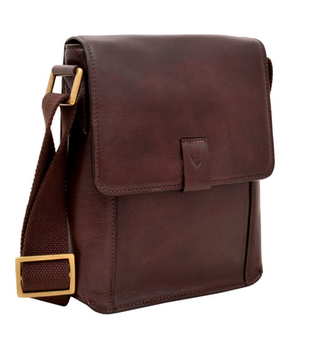 Hidesign Aiden Small Leather Messenger Cross Body Bag Brown