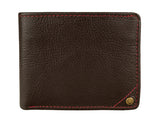 Hidesign Angle Stitch Leather Slim Bifold Wallet Brown