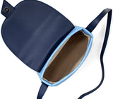 Gunas New York Kate Blue Vegan Basket Weave Crossbody Shoulder Bag
