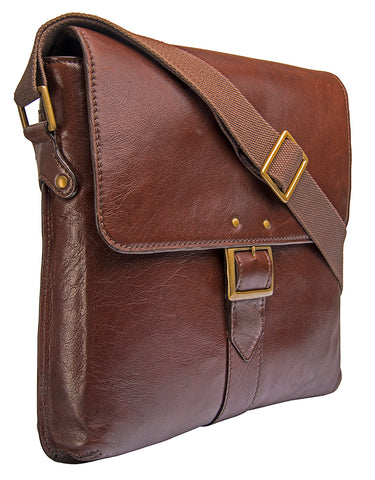 Hidesign Vespucci Leather Medium Vertical Messenger Brown