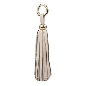 ClaudiaG Leather Tassel Keyring Bag Charm Nude Gold