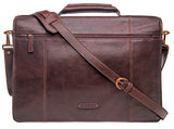 Hidesign Charles Large Double Gusset Leather 17" Laptop Compatible Briefcase Work Bag Brown