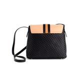 Gunas New York Kate Black Vegan Basket Weave Crossbody Shoulder Bag