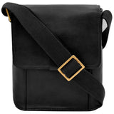 Hidesign Aiden Small Leather Messenger Cross Body Bag Black