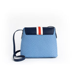 Gunas New York Kate Blue Vegan Basket Weave Crossbody Shoulder Bag