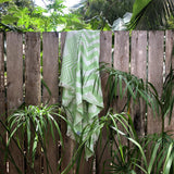 Hilana Upcycled Eco-Friendly Ultra Soft Chevron Turkish Towel - Mersin Green