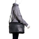 Hidesign William Horizontal 15" Laptop Compatible Leather Messenger Bag Black