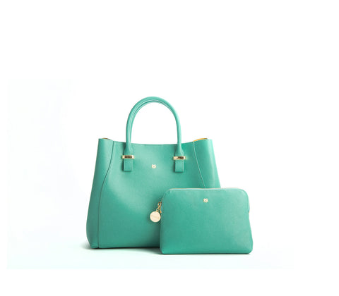 Gunas New York Tiffany Blue Vegan Leather Satchel Bag