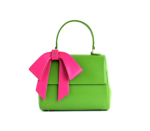 Gunas New York Cottontail Neon Green Vegan Leather Satchel Bag
