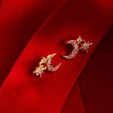 Latelita London Moon and Starburst Small Stud Earrings Rosegold