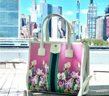 Gunas New York Oasis Purple Iris Vegan Canvas Satchel Bag