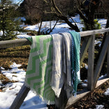 Hilana Upcycled Eco-Friendly Ultra Soft Chevron Turkish Towel - Mersin Green