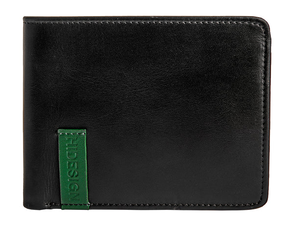 Hidesign Dylan 05 Leather Multi-Compartment Trifold Wallet Black