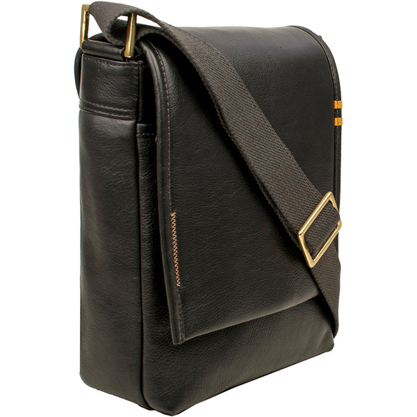 Hidesign Seattle Unisex Leather Crossbody Messenger Bag Black