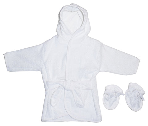 Bambini White Infant Terry Robe & Booties