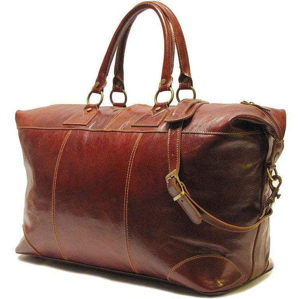 Floto Capri Italian Leather Duffle Travel Bag Suitcase brown