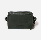 STITCH & HIDE WASHED LEATHER FITZROY CROSSBODY/SHOULDER BAG PETROL GREEN - FREE WALLET POUCH