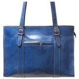 Floto Italian Leather Roma Women's Shoulder Bag Briefcase blue