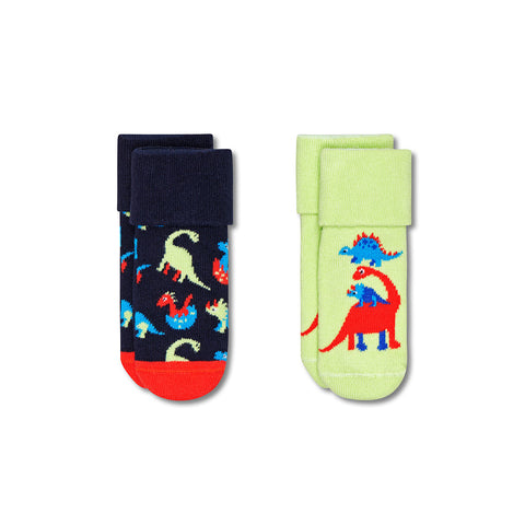 HAPPY SOCKS Kids Terry Socks Dinos (6500) 2-Pack  Size: 0-6M