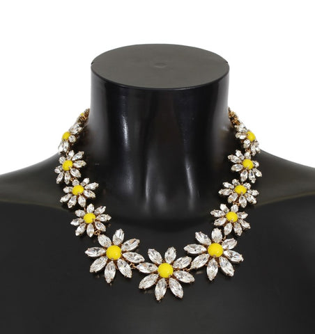 Yellow Sunflower Crystal Statement Necklace