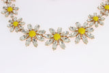Yellow Sunflower Crystal Statement Necklace
