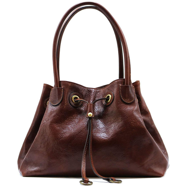Floto Italian Leather Women's Handbag Shoulder Bag Sorrento brown