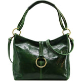 Italian Leather Shoulder Bag Floto Tavoli Tote Green