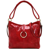 Italian Leather Shoulder Bag Floto Tavoli Tote tuscan red