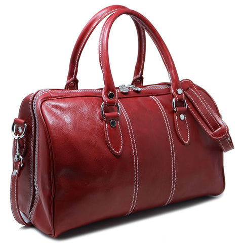 Floto Italian leather mini duffle bag handbag carryon red
