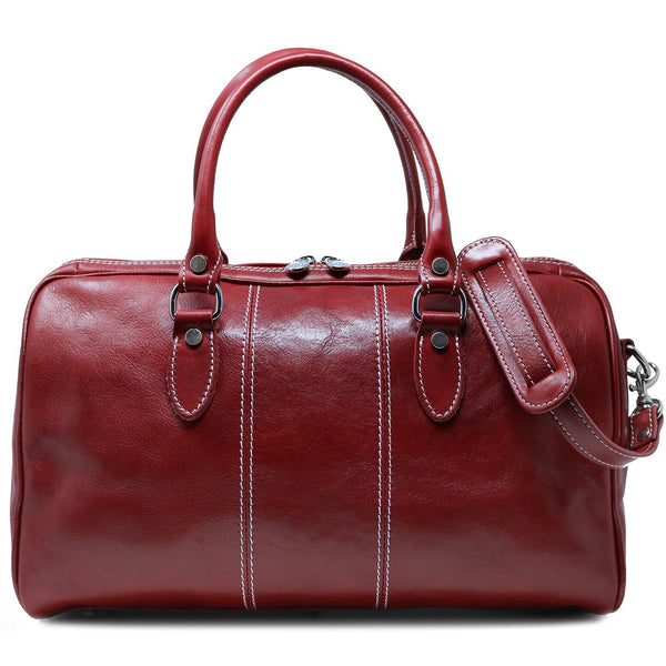 Floto Italian leather mini duffle bag handbag carryon red 2