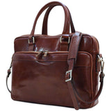 Leather Messenger Bag Laptop Briefcase Avelo brown side