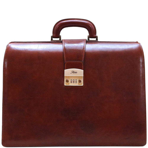 leather briefcase floto ciabatta combination lock
