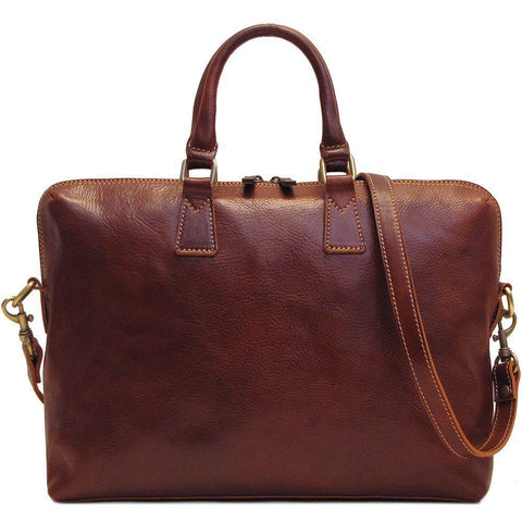 Leather Slim Briefcase Floto Milano brown